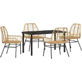 vidaXL Möbel 5-teiliges Garten-Dining-Set Braun Poly-Rattan - Gartenstühle 3380850