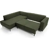 Selsey Ecksofa Rodario mit Schlaffunktion, Easy-Clean-Veloursbezug in OlivgrŸn, linksseitig