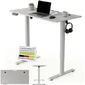 Juskys Höhenverstellbarer Schreibtisch 120x60 cm - Elektrisch stufenlos verstellbar Bürotisch Sitz- & Stehtisch Speicherplatz Memory-Funktion - Weiß