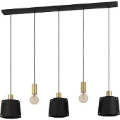 Eglo Hängelampe Majagua, Pendelleuchte Esstisch 5-flammig, Esszimmerlampe mit 3 Lampenschirmen und 2 sichtbaren E27 en, Hängeleuchte