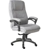 Beliani Chefsessel Grau Leinen Stoff Gepolstert Höhenverstellung Drehbar Neigungsfunktion Ergonomische Form Bürostuhl Bürosessel