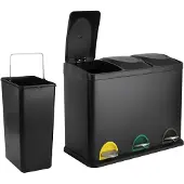 SVITA TC3X15 Kücheneimer 45L Mülleimer Trennsystem Treteimer Abfalleimer Schwarz