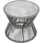 Degamo Beistelltisch Gartentisch ANCONA 56cm rund, Metall + Rope grau, Glas grau