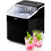 Primo PR407IB Eiswürfelmaschine - Eiswürfelbereiter mit Eislöffel - 1,6 L - 12kg/24h - 9 Min. - Schwarz