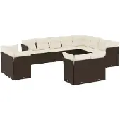 vidaXL 12-tlg. Garten-Sofagarnitur mit Kissen Braun Poly Rattan