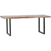 MiaMöbel Esstisch Vanaja 140x90 cm Modern Massivholz Metall Teak Dunkelbraun