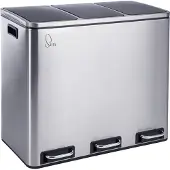 SVITA TM3X18 Treteimer 54 Liter 3x 18L Abfalleimer Mülleimer Mülltrennung Edelstahl Silber