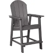 Beliani Garten Barstuhl Dunkelgrau Kunstholz Breite Armlehnen Holzoptik Niedrige Sitzhöhe Muskoka Adirondack Stil Terrasse Outdoor Gartenstuhl