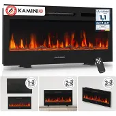 KAMINIO Elektrokamin MARLON - Elektrischer 3-in-1 Kamin mit Heizung, 3D-Flammeneffekt, 12 Flammenfarben, Fernbedienung - 36 Zoll