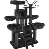 TecTake Kratzbaum Gismo 195 cm inklusive Treppe, 4 Spielbällen und Kippschutz