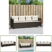 The Living Store Sonnenliege mit Kissen Braun Poly Rattan