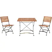 Merxx Gartenmöbelset "Schlossgarten" 3tlg., 2 Klappstühle, Klapptisch 90 x 90 cm - Flachstahl mit Eukalyptus