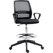 Vinsetto Arbeitsstuhl Ergonomischer Drehstuhl Bürostuhl höhenverstellbare Stehhilfe mit Fußstütze Metall Schwarz 59,5 x 60 x 102,5–126 cm