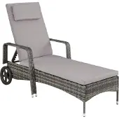 TecTake Aluminium Rattan Sonnenliege Cassis 196 x 72 x 57 - 94,5 cm