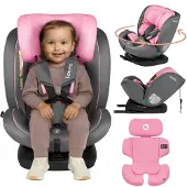 Lionelo Bastiaan i-Size Autokindersitz ab Geburt bis 12 Jahre, ab 0 kg bis 36 kg, i-Size, Isofix + Top Tether - Rosa