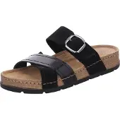 Rohde Damen Pantolette aus weichem Leder mit gekreuzten Riemen D.Soave 5412, Größe:37 EU, Farbe:Schwarz