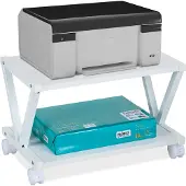Relaxdays Druckerständer, 2 Ebenen, Rollwagen für Drucker, H x B x T: 28 x 44 x 28,5 cm, mit Rollen, Druckertisch, weiß