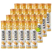 EVÄM Zink Brausetabletten – 10 mg Zink je Tablette, Orange – 5 Tuben à 20 Stück (100 Tabletten)