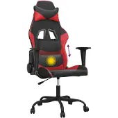 vidaXL Gaming-Stuhl mit Massagefunktion Schwarz und Rot Kunstleder