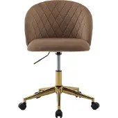 Vente-unique Bürostuhl höhenverstellbar - Samt - Beige & Goldfarben - PORIANI