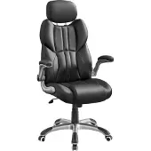 Songmics Chefsessel, ergonomisch, klappbare Armlehnen, schwarz