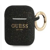 GUESS Gua2Sggek Airpods-Abdeckung Schwarz/Schwarzer Silikon-Glitzer
