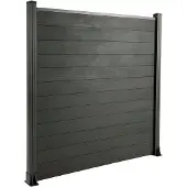 Floordirekt WPC Sichtschutzzaun Ponza 180x180cm schwarz moderner Gartenzaun mit Aluminium-Pfosten wetterfest pflegeleicht als Sichtschutz & Windschutz