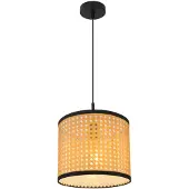 Globo Lighting Hängeleuchte, Bambus-Optik, schwarz, D 28 cm
