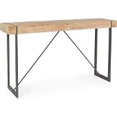 Natur24 Bar-Tisch Garret 200 x 50 x 110 cm Tannenholz Tischplatte mit Stahlbeine schwarz