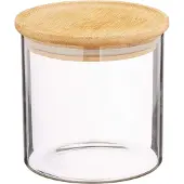Kesper 38008, Container, Rund, 0,55 l, Natürlich/Natur, Transparent, Glas, Bambus, 100 mm