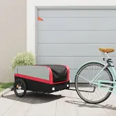 vidaXL Fahrradanhänger Lastenanhänger Transportanhänger Schwarz und Rot 45 kg Eisen 94048