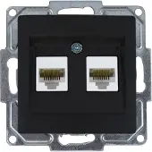 Gunsan Visage Datenbuchse 2-fach CAT6 Internet Netzwerk Unterputz Schwarz