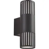 LINDBY Außenwandleuchte Lurinda, 2-flg., schwarz, Ø10cm
