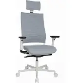 Topstar Sitness Life 80 weiss grau ergonomischer Bürostuhl mit beweglicher Sitzfläche und höhenverstellbaren Armlehnen, Bürostuhl Schreibtischstuhl Drehstuhl