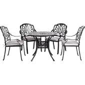 Beliani Gartenmöbel Gartenset Schwarz Aluminium 1 Tisch 4 Stühle 4 Gartenkissen