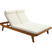Miliboo - Doppelsonnenliege mit mehrfach verstellbarer Rückenlehne weiß und Massivholz B127 cm CARACAS