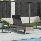 Prolenta Maison Exclusive - Sonnenliege mit Auflage Hellgrau 55x200x44 cm Poly Rattan