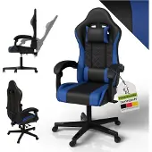 Juskys Gamingstuhl HyperSeat, ergonomisch, Kunstleder, höhenverstellbar – Schwarz/blau