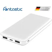 Fontastic Power Bank Renz10 10.000mAh, 2x USB-A & 1x Typ-C Ladezustandsanzeige, In & Output 5V / 2A, weiß
