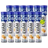 EVÄM Calcium + Vitamin C Brausetabletten – 800 mg Calcium + 160 mg Vitamin C je Tagesportion, Orange – 12 Tuben à 20 Stück (240 Tabletten)