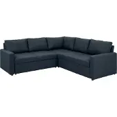 Ebuy24 Sacramento Ecksofa versteckte Aufbewahrung und ausziehbares Bett dunkelblau.