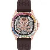 Philipp Plein PWRAA0623 Unisex-Armbanduhr Automatik Braun/Roségoldfarben
