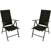 Degamo Gartensessel ALMERIA Alu anthrazit + Kunstgewebe schwarz 2 St. klappbar