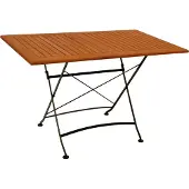 Degamo Gartentisch Esstisch Klapptisch HOFGARTEN 70x120cm, Flachstahl schwarz + Eukaylptus geölt, klappbar