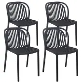 Oviala Set mit 4 schwarzen Terrassenstühlen aus Kunststoff - Copenhague