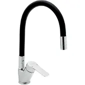 Novaservis Spültischarmatur Metalia 54 SCHWARZER FLEXIBELARM, CHROM 54014F,0C