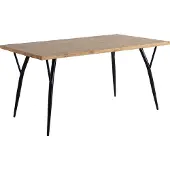 Möbilia Esstisch 150 x 90 cm | Platte MDF mit Eiche-Nachbildung | Gestell Metall | B 150 x T 90 x H 77 cm | natur-schwarz | 18020006 | Serie TISCH
