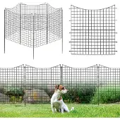 Costway 5 Stück dekorativer Gartenzaun, 98 cm hoher Steckzaun Metall, Tierbarriere für Hunde, Landschaftszaun für Blumenbeet, Dekozaun, Teichzaun rostfrei, Schwarz