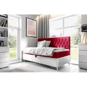 Fun-Möbel Boxspringbett Gästebett Kinderbett FINJA Nr.2 100x200cm Weiss-Rot