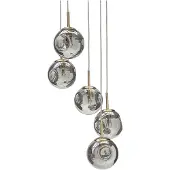 Beliani Hängelampe mit transparentem Glasschirm Messing Eisen 5 Licht Modernes Design Wohnaccessoires Wohnzimmer